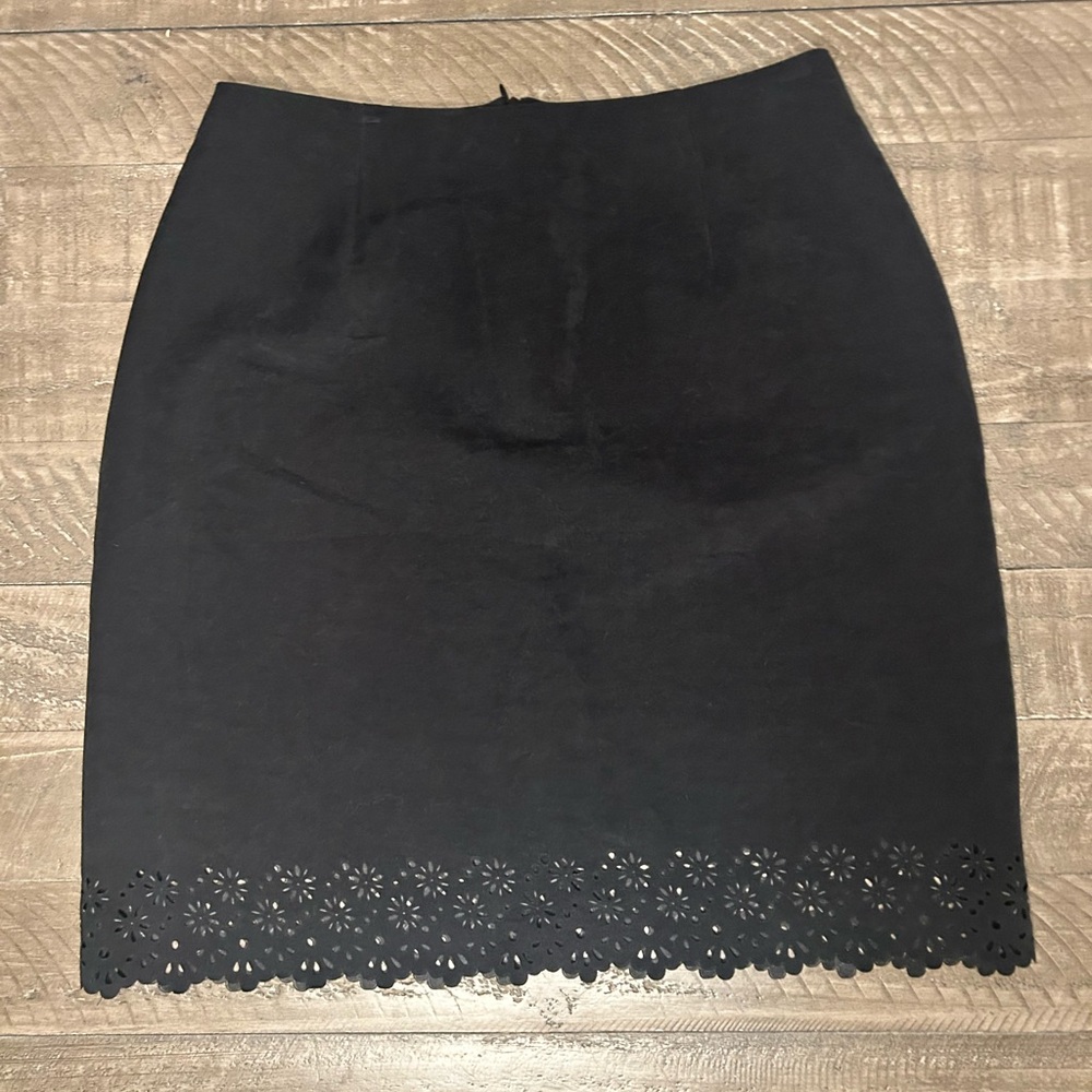 Elegant Black Skirt with Floral Hem